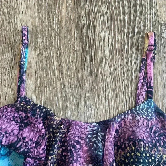 Purple Spaghetti Strap Printed Dress - S - Picture 4 of 10
